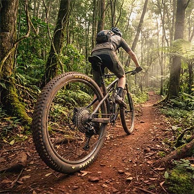 Cyclists riding along an eco-friendly trail near Kilimanjaro
